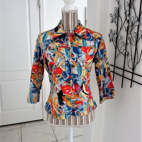 Kaktus Jackets & Blazers - Kaktus Colorful Fitted Jacket Wearable Art